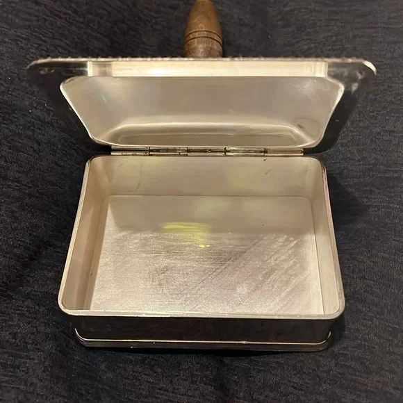 Antique FB Rogers Silent Butler Crumb Catcher Ash Tray Silverplate w/Wood Handle